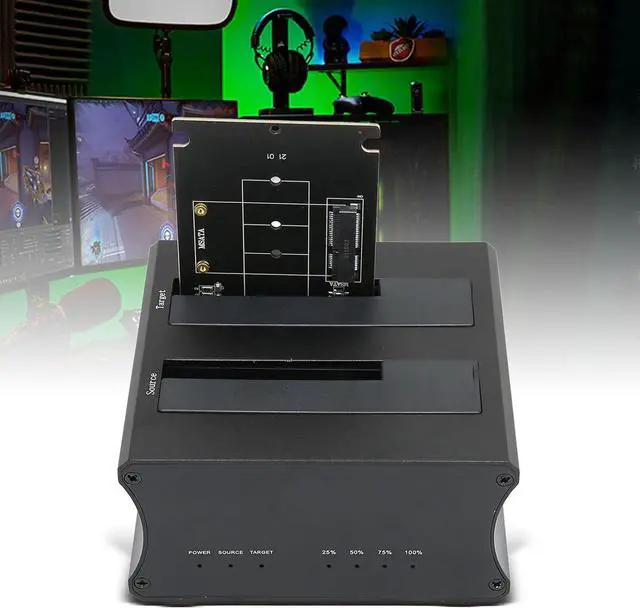 Alt view image 6 of 7 - USB3.0 External Hard Drive Docking Station, with NGFF M.2/mSATa Adapter, Copy Offline Clone Function, Plug and Play, One Click OTB Backup, 6Gbps Dual Bay HDD Docking Station(USA)