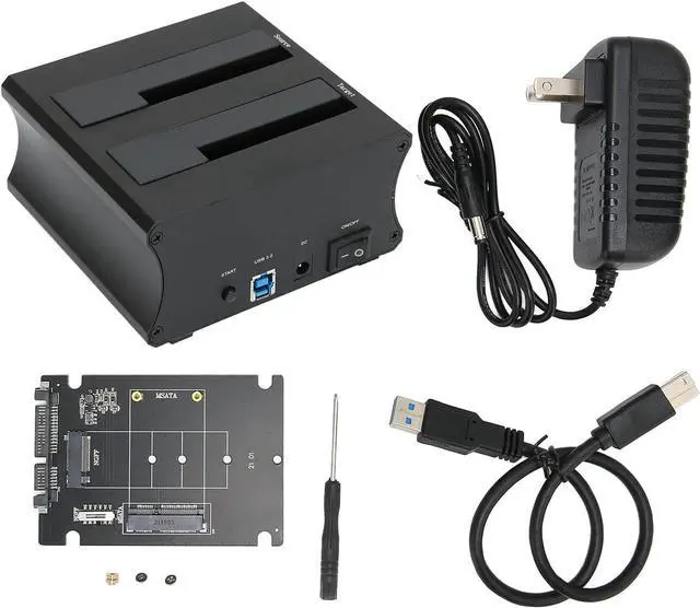 Alt view image 7 of 7 - USB3.0 External Hard Drive Docking Station, with NGFF M.2/mSATa Adapter, Copy Offline Clone Function, Plug and Play, One Click OTB Backup, 6Gbps Dual Bay HDD Docking Station(USA)
