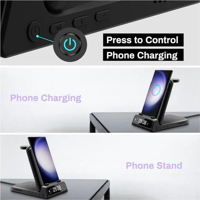 Alt view image 4 of 7 - SwanScout Wireless Charging Station for Samsung, Travel Portable Charger 4 in 1 for Samsung Galaxy S23 Ultra/S23/S22 Ultra/S22/S21/Note 20, Galaxy Watch 6/6 Classic/5/5 Pro/4, Galaxy Buds 2 Pro/Pro