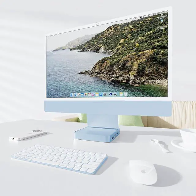 Alt view image 2 of 7 - USB C HUB for iMac 24 inch 2021/2023, PULWTOP 7 in 1 USB Hub Adapter iMac Accessories for iMac M1/M3 with USB C 10Gbps 3*USB A SD/TF, Docking Station Support Expand M.2 SSD (Not Included),Blue