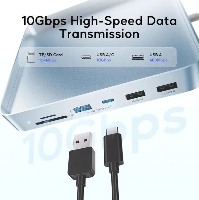 Alt view image 4 of 7 - USB C HUB for iMac 24 inch 2021/2023, PULWTOP 7 in 1 USB Hub Adapter iMac Accessories for iMac M1/M3 with USB C 10Gbps 3*USB A SD/TF, Docking Station Support Expand M.2 SSD (Not Included),Blue
