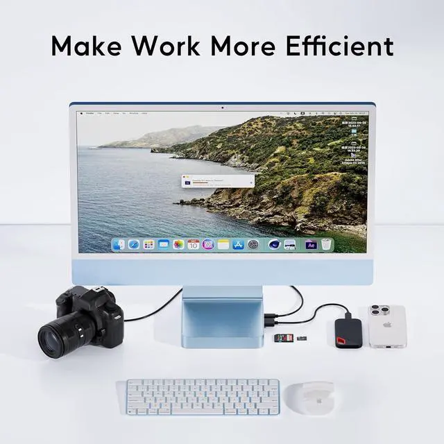 Alt view image 6 of 7 - USB C HUB for iMac 24 inch 2021/2023, PULWTOP 7 in 1 USB Hub Adapter iMac Accessories for iMac M1/M3 with USB C 10Gbps 3*USB A SD/TF, Docking Station Support Expand M.2 SSD (Not Included),Blue
