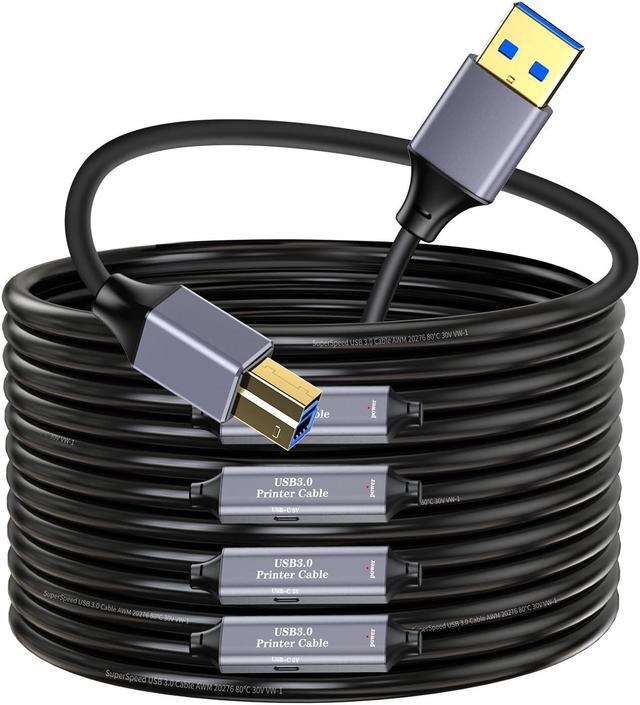 USB 3.0 Printer Cable 100ft USB A to USB B 3.0 Printer Cable USB 3.0 Type B Printer Cord Compatible with Conference Camera Docking Station Hard