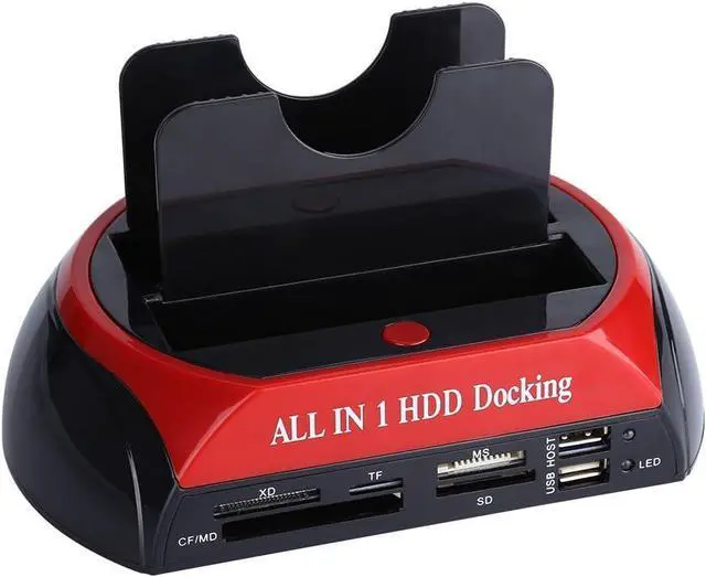 Alt view image 6 of 7 - 2.5" / 3.5" SATA IDE HDD Docking Station, 2.5"/3.5" Dual Hard Disk Drive External Dock USB 2.0 Hub US Plug Enclosure Converter with Power Adapter Support 32G Memory Card T Flash/MICR