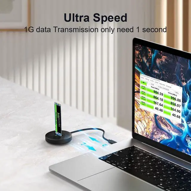 Alt view image 2 of 7 - M.2 NVMe Docking Station, M.2 SSD to USB Reader Adapter Enclosure, NVMe M.2 SSD Base, Size for 2280 2260 2242 2230 Enclosure - K1698P