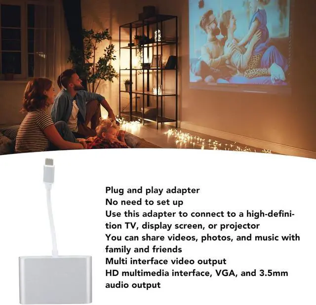 Alt view image 4 of 7 - USB C Docking Station with HD Multimedia Interface, VGA, 3.5mm, 3840x2160P Resolution, Plug and Play, Lightweight for High Definition TV, Projector, Silver