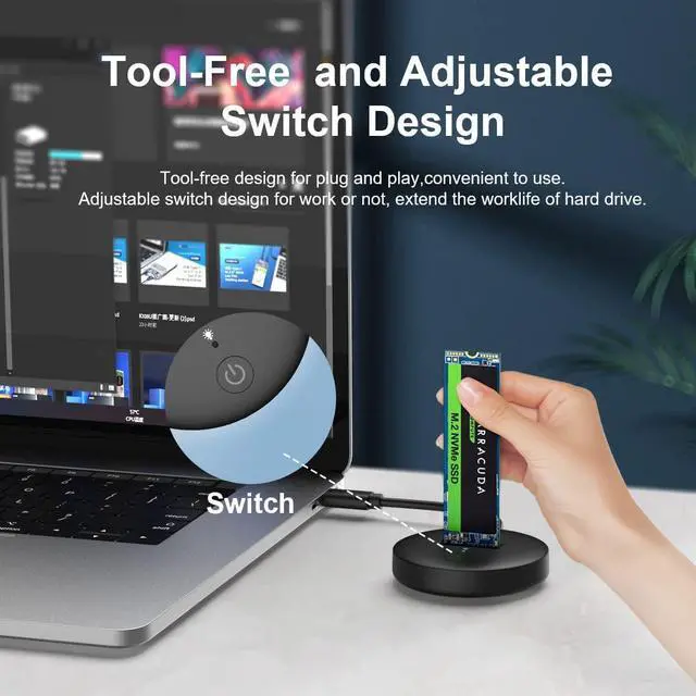 Alt view image 6 of 7 - M.2 NVMe Docking Station, M.2 SSD to USB Reader Adapter Enclosure, NVMe M.2 SSD Base, Size for 2280 2260 2242 2230 Enclosure - K1698P