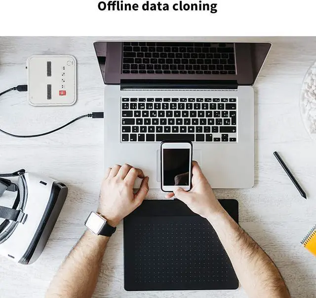 Alt view image 3 of 7 - K3016CL Hard Disk Duplicator, Offline Clone Dock HDD duplicator Disk Drive Hard Reader, M.2 SATA/NVME SSD/SD DualBay Protocol Docking Station (US)