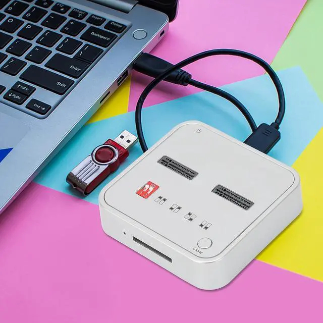 Alt view image 5 of 7 - K3016CL Hard Disk Duplicator, Offline Clone Dock HDD duplicator Disk Drive Hard Reader, M.2 SATA/NVME SSD/SD DualBay Protocol Docking Station (US)