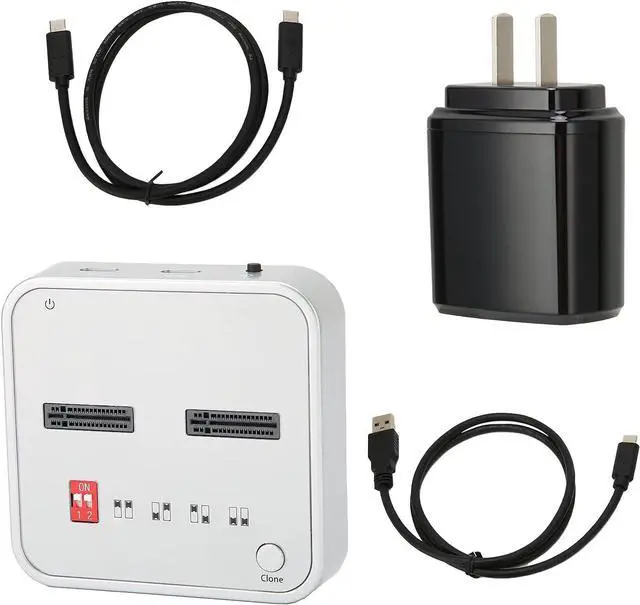 Alt view image 7 of 7 - K3016CL Hard Disk Duplicator, Offline Clone Dock HDD duplicator Disk Drive Hard Reader, M.2 SATA/NVME SSD/SD DualBay Protocol Docking Station (US)