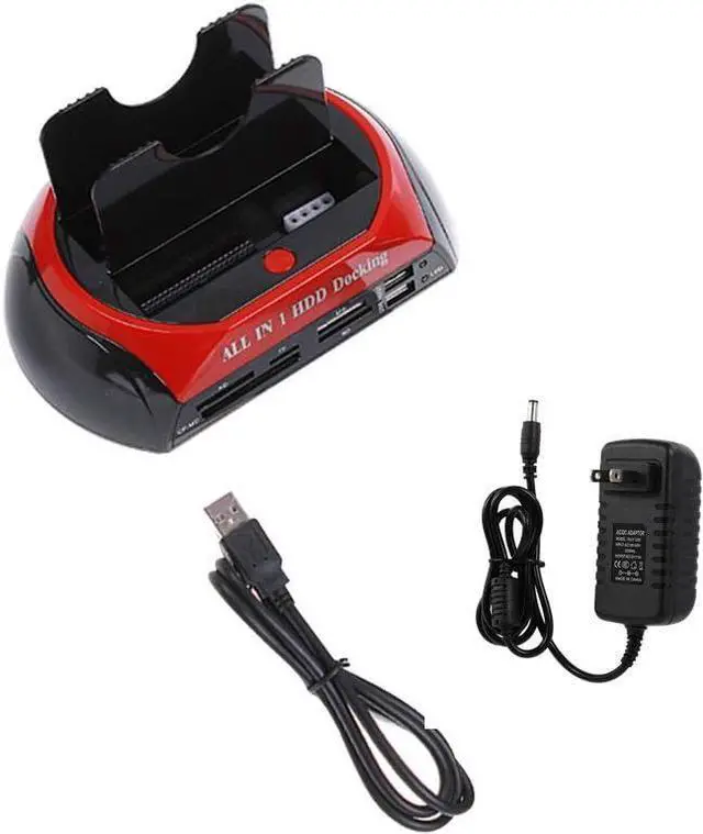 Alt view image 2 of 6 - Multifunctional Hard Disk Base 2.5/3.5 inch IDE/SATA Mobile Hard Disk Base Dual-Bay HDD Docking Station US Plug