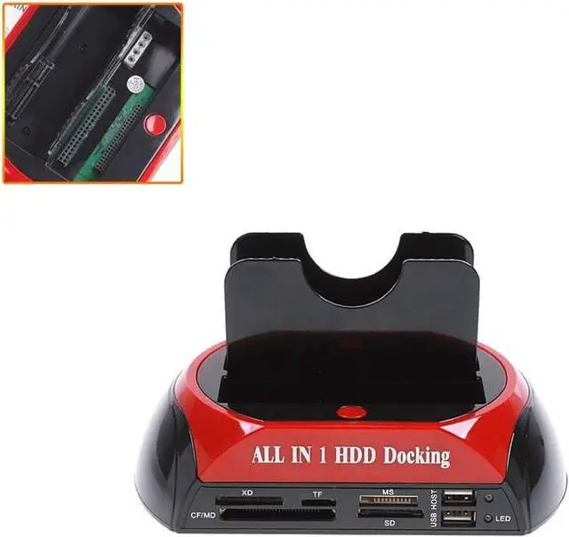 Alt view image 6 of 6 - Multifunctional Hard Disk Base 2.5/3.5 inch IDE/SATA Mobile Hard Disk Base Dual-Bay HDD Docking Station US Plug