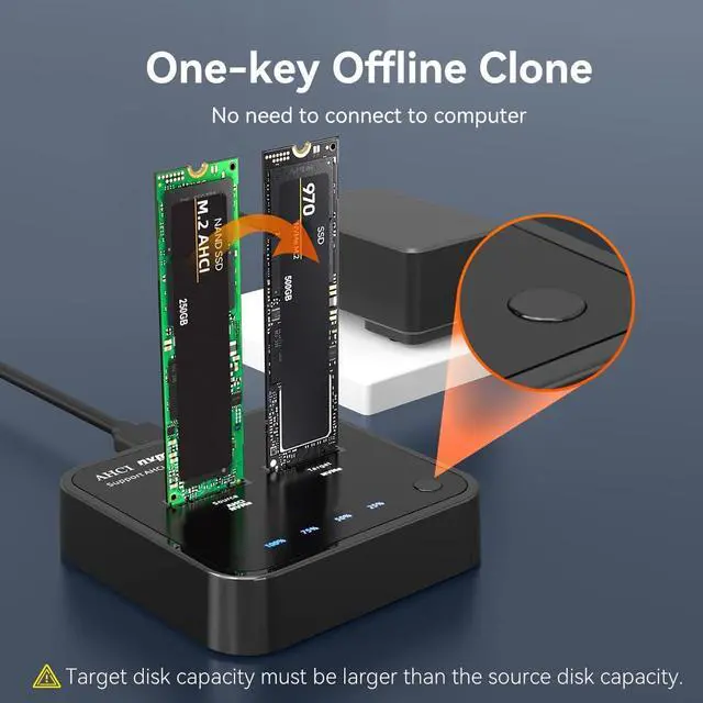 Alt view image 2 of 7 - NVMe AHCI M.2 SSD Duplicator, USB3.2 20Gbps to M.2 SSD Docking Station, Support Offline Cloner Copy Function,Size for M2 2230/2242 /2260/2280 - K3016P2