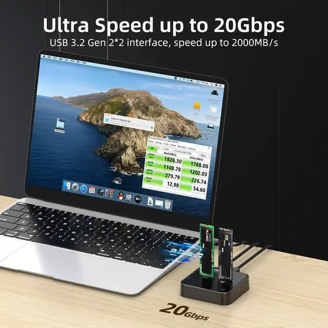 Alt view image 4 of 7 - NVMe AHCI M.2 SSD Duplicator, USB3.2 20Gbps to M.2 SSD Docking Station, Support Offline Cloner Copy Function,Size for M2 2230/2242 /2260/2280 - K3016P2
