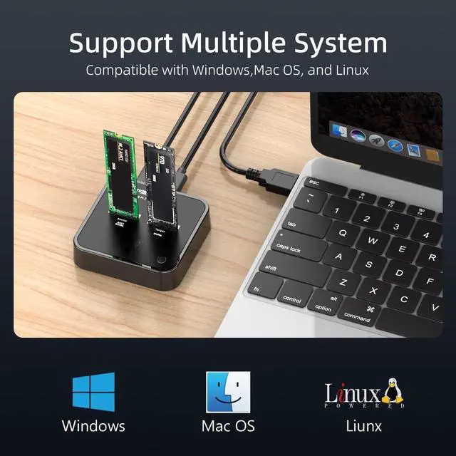 Alt view image 5 of 7 - NVMe AHCI M.2 SSD Duplicator, USB3.2 20Gbps to M.2 SSD Docking Station, Support Offline Cloner Copy Function,Size for M2 2230/2242 /2260/2280 - K3016P2
