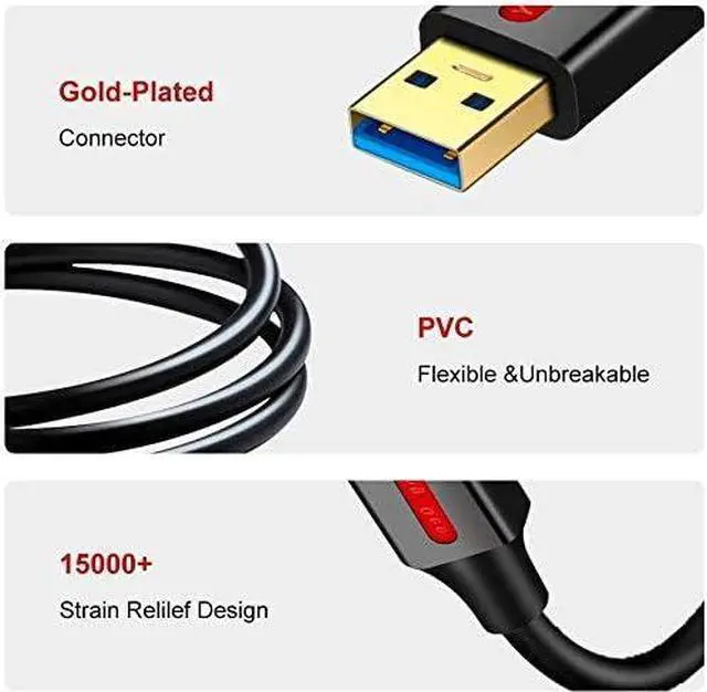 Alt view image 6 of 7 - Yeung Qee USB 3.0 Cable A Male to B Male 15 ft,Superspeed USB 3.0 Type A to B Male Cable Compatible with Printers,Docking Station,External Hard Drivers,Scanner,USB Hub and More Devices (15FT/5M)