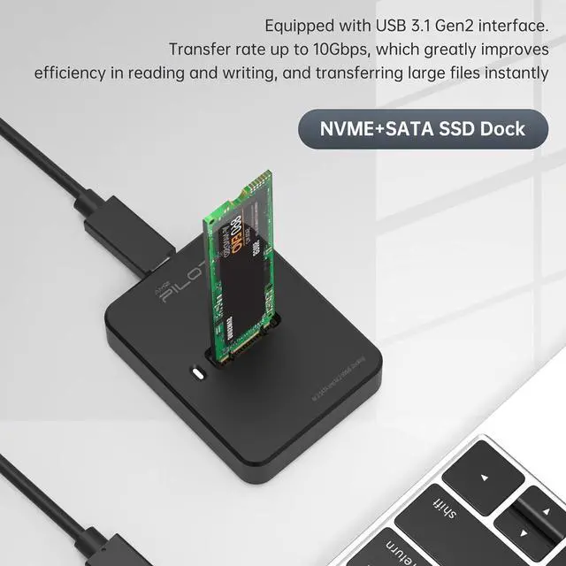 Alt view image 5 of 7 - AMZPILOT M.2 NVMe & SATA to USB C Docking Station, M.2 SSD to USB A C Reader Adapter for Both M.2 (M Key, B+M Key) NVMe and SATA NGFF SSD Dock, Size for 2280 2260 2242 2230 22110 Enclosure - Plastic