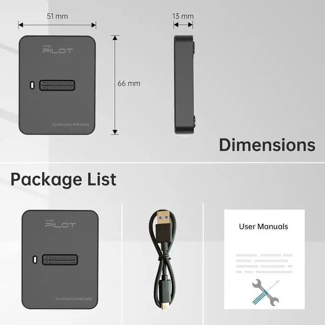 Alt view image 7 of 7 - AMZPILOT M.2 NVMe & SATA to USB C Docking Station, M.2 SSD to USB A C Reader Adapter for Both M.2 (M Key, B+M Key) NVMe and SATA NGFF SSD Dock, Size for 2280 2260 2242 2230 22110 Enclosure - Plastic