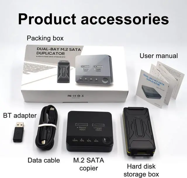 Alt view image 2 of 7 - M.2 NVMe Clone Docking Station-2 Bay,SSD Duplicator Support One- Key System Disk Copy Function M.2 SATA Hard Disk Copier