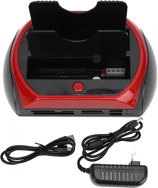 Alt view image 6 of 6 - Hard Drive Enclosure, 2.5"/3.5" Dual SATA IDE HDD Docking Station Hard Disk Drive Card Reader Dock