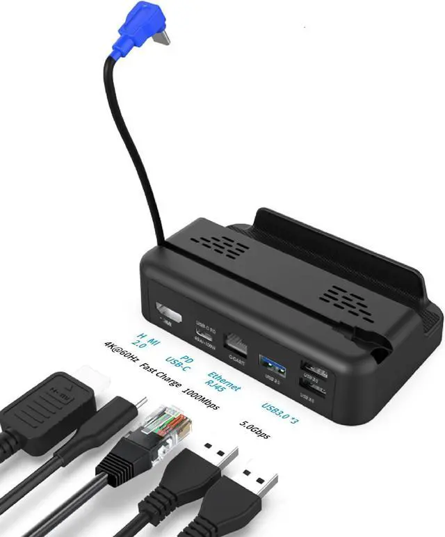 Alt view image 2 of 7 - Docking Station for Steam Deck Dock Hub Holder USB Type-c Charger Docking Station TV Base Stand for Steamdeck Game Console,PD 100 Fast Charging,4K@60Hz Output, 1000Mbps Ethernet Interface