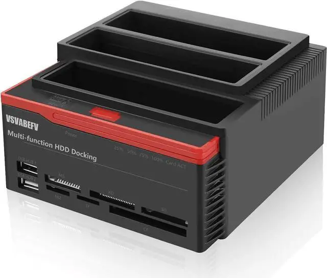 Main image of VSVABEFV HDD Docking Station Hard Drive Enclosure 2.5"/3.5" USB 3.0 to 2 SATA Ports 1 IDE Port External HDD Hard Drive Card Reader USB3.0 Hub with OTB/OTC Offline