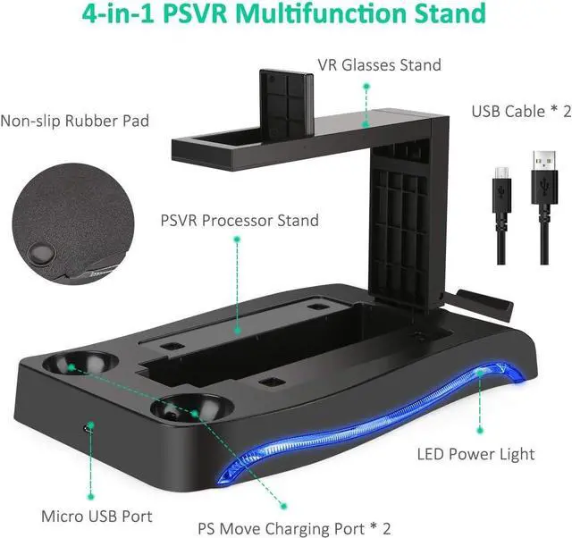 Alt view image 3 of 7 - SN-RIGGOR Charging Station Display Stand Docking Station and Processor Unit for PS Move Showcase Storage Stand Holder for PSVR II PS4 VR II PS VR Headset CUH-ZVR2 2th Generation