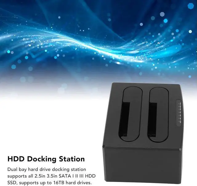 Alt view image 3 of 7 - Hard Drive Reader, Offline Clone Function External USB 3.0 HDD Docking Station to I II III Dual Bay for 2.5 inch 3.5 inch SSD US Plug