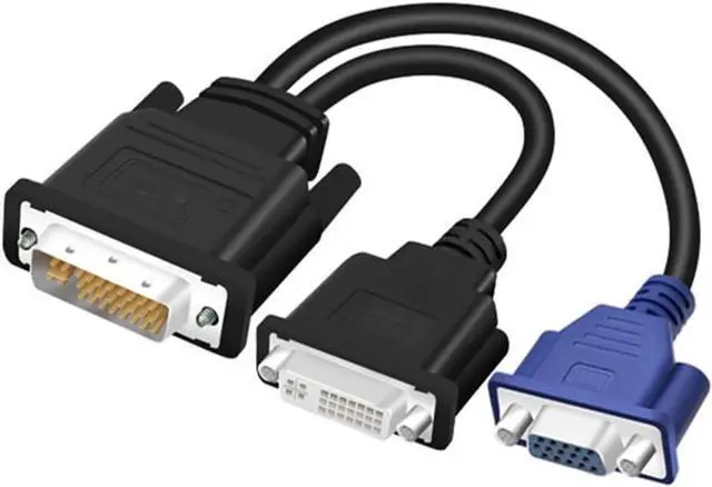 Main image of suckoo DVI-I to DVI-D VGA Video Cable Splitter 1 into 2 Out Computer Host Laptop Graphics Card DVI24+5 External 2 Port DVI24+1 VGA Monitor TV Projector Converter Docking Station 1920x1080P Black
