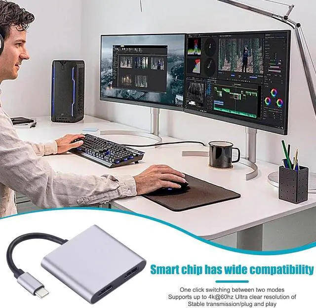 Alt view image 2 of 7 - USB C Docking Station | HD Dongle USB C Adapter Hub,4-in-1/2-in-1 Type C Dock Station for Laptops, Type C Devices, Computer Accessories Aezon