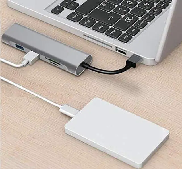 Alt view image 5 of 5 - BluuAce USB 3.0 Type-C Hub  Type C USB Docking Station with 3 USB 3.0 Charging Ports and 1 SD Card + TF Card Readers  USB Charge Hub for Type-C MacBook Pro, iPad Pro, Laptops, Tablets, Phones