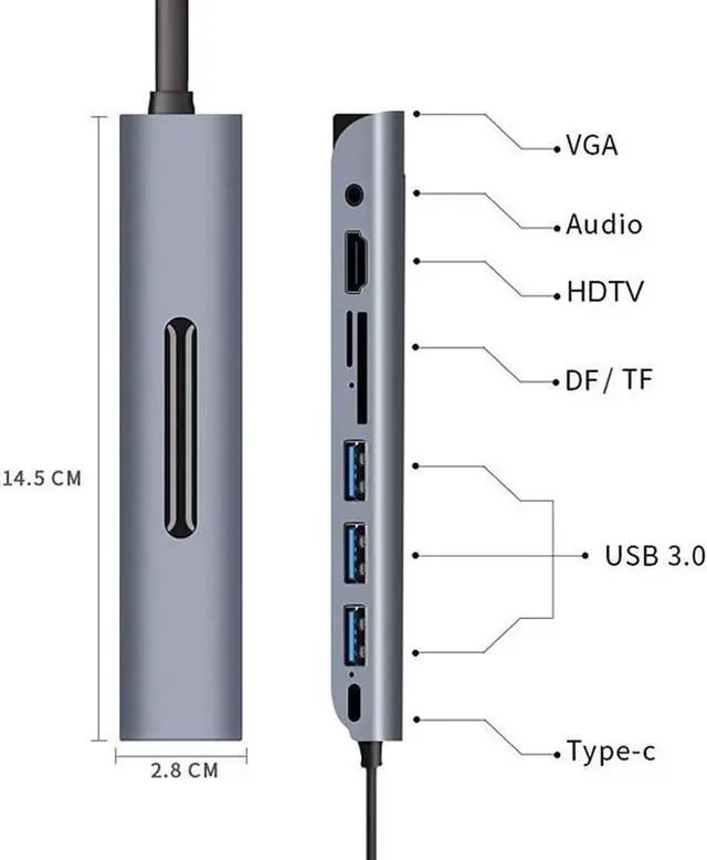 Alt view image 2 of 7 - USB C HUB Docking Station 9 in 1 Hub Converter with HDMI VGA USB3.0 SD/TF Audio PD Powered Mobile Computer Docking Station Accessories