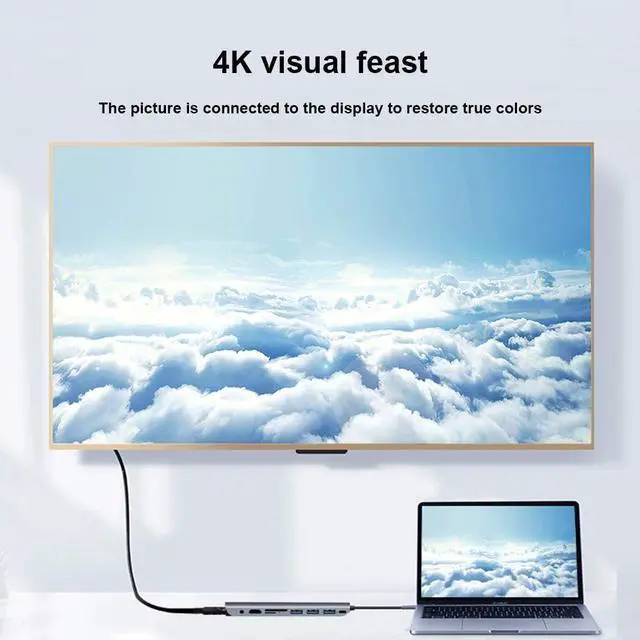 Alt view image 3 of 7 - USB C HUB Docking Station 9 in 1 Hub Converter with HDMI VGA USB3.0 SD/TF Audio PD Powered Mobile Computer Docking Station Accessories