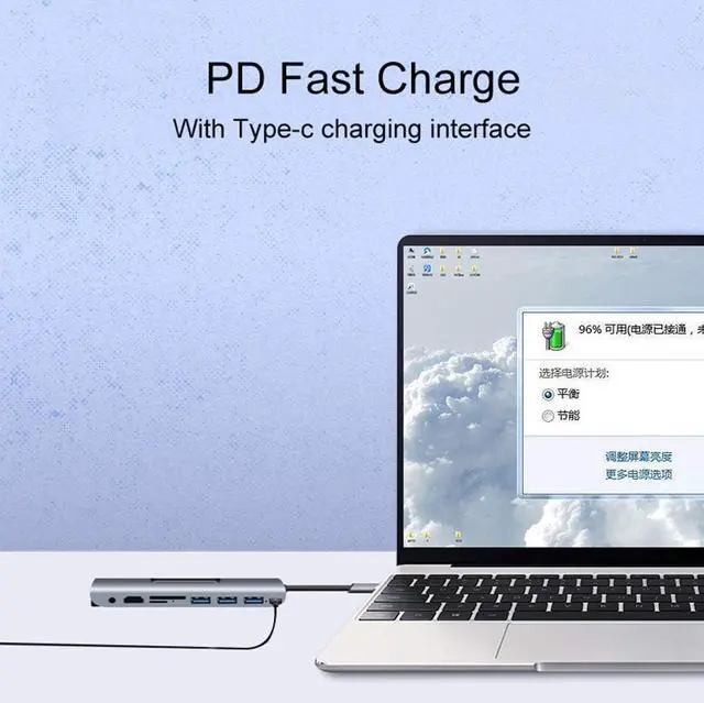 Alt view image 6 of 7 - USB C HUB Docking Station 9 in 1 Hub Converter with HDMI VGA USB3.0 SD/TF Audio PD Powered Mobile Computer Docking Station Accessories