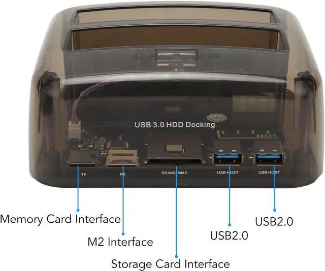 Alt view image 6 of 7 - USB 3.0 to SATA IDE Dual Bay External Hard Drive Docking Station for 2.5 or 3.5in HDD SSD, Support 20TB, Hot Swap, Offline Clone, Tool Free Installation (US Plug)