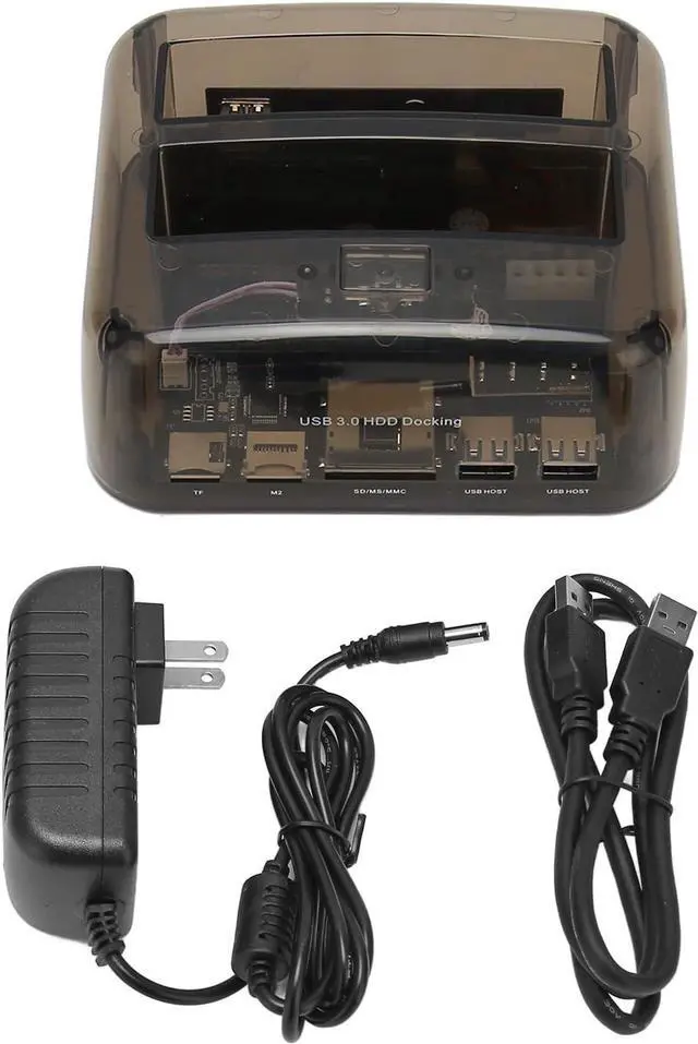 Alt view image 7 of 7 - USB 3.0 to SATA IDE Dual Bay External Hard Drive Docking Station for 2.5 or 3.5in HDD SSD, Support 20TB, Hot Swap, Offline Clone, Tool Free Installation (US Plug)