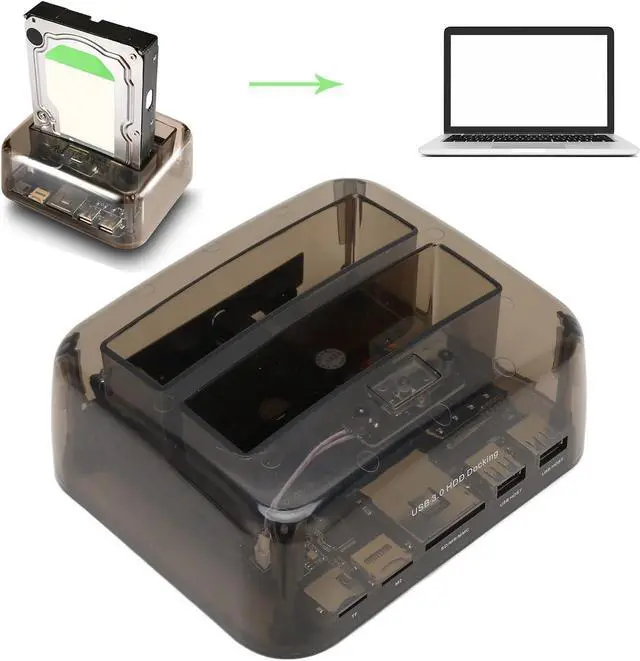 Alt view image 2 of 7 - HDD Docking Station, 100-240V Hot Swap Plug and Play Hard Drive Docking Station 6Gbps Transfer Speed for PC (US Plug)