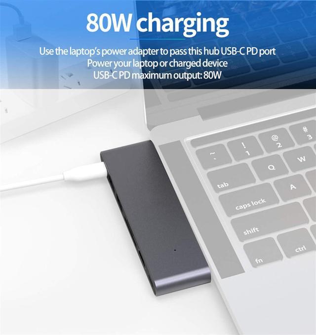 Alt view image 4 of 7 - Dual-Type C Hub to HDMI,4K USB3.0 Splitter Port,Laptop Docking Station,7 in 1 USB C Adapter,for MacBook Pro2016/Air18/17/18