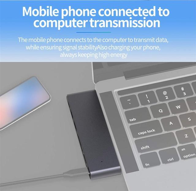 Alt view image 5 of 7 - Dual-Type C Hub to HDMI,4K USB3.0 Splitter Port,Laptop Docking Station,7 in 1 USB C Adapter,for MacBook Pro2016/Air18/17/18