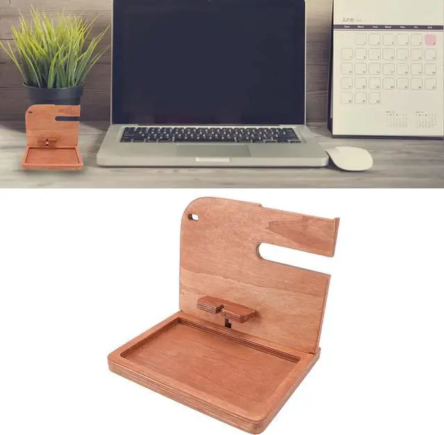 Alt view image 5 of 7 - Ozgkee Wooden Phone Docking Station, Transparent Texture, Multifunctional Wallet, Key Glasses Organiser, Wooden Phone Holder (Light Colour)
