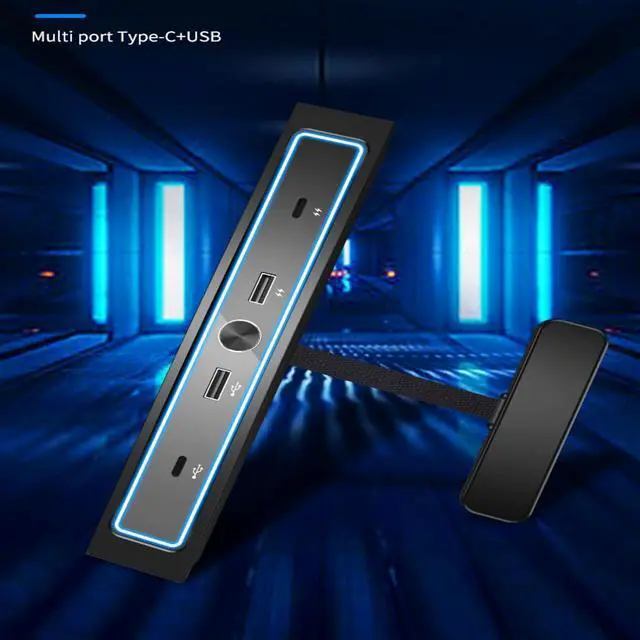 Alt view image 2 of 6 - USB Hub Multiport Adapter for Car, 4 in 1 LED Hub for Tesla 2022 2023 Model 3 Model Y, Car USB Charger Multi Port, Compatible Docking Station of Center Console Smart Sensor with Blue Led Light