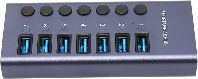 Alt view image 6 of 7 - USB 3.0 Docking Station, USB 3.0 Hub Adapter 5Gbps Transmission 7 Ports Individual Switch for Phone (US Plug)