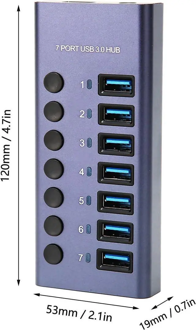 Alt view image 7 of 7 - USB 3.0 Docking Station, USB 3.0 Hub Adapter 5Gbps Transmission 7 Ports Individual Switch for Phone (US Plug)