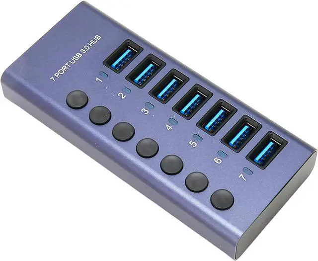 Alt view image 2 of 7 - USB 3.0 Docking Station, USB 3.0 Hub Adapter 5Gbps Transmission 7 Ports Individual Switch for Phone (US Plug)