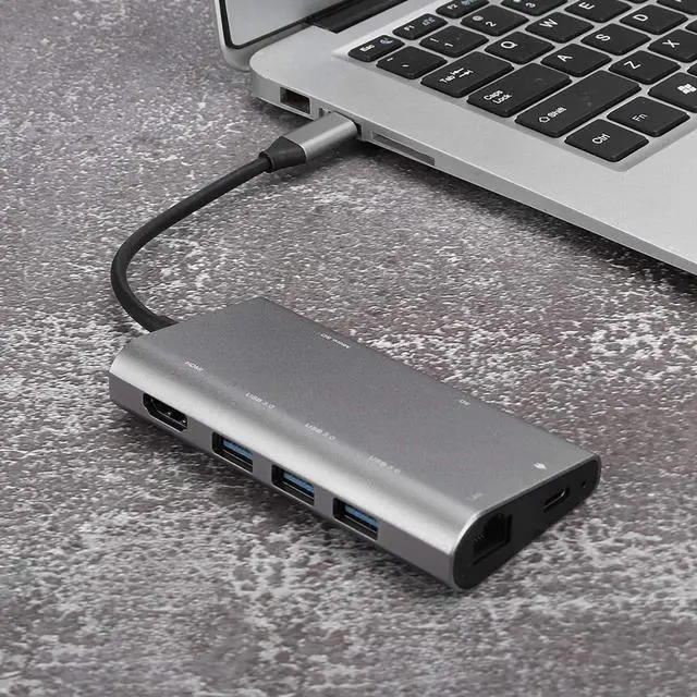 Alt view image 2 of 7 - Docking Station All-Round Protection Multi-Function Drop-Proof Wear-Resistant 8-in-1 RJ45 Hub 4K x 2K for Notebook