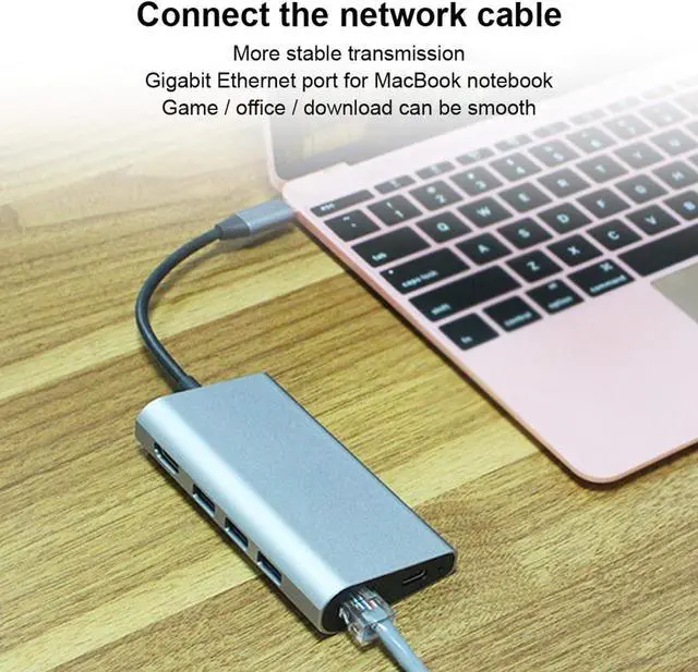 Alt view image 5 of 7 - Docking Station All-Round Protection Multi-Function Drop-Proof Wear-Resistant 8-in-1 RJ45 Hub 4K x 2K for Notebook