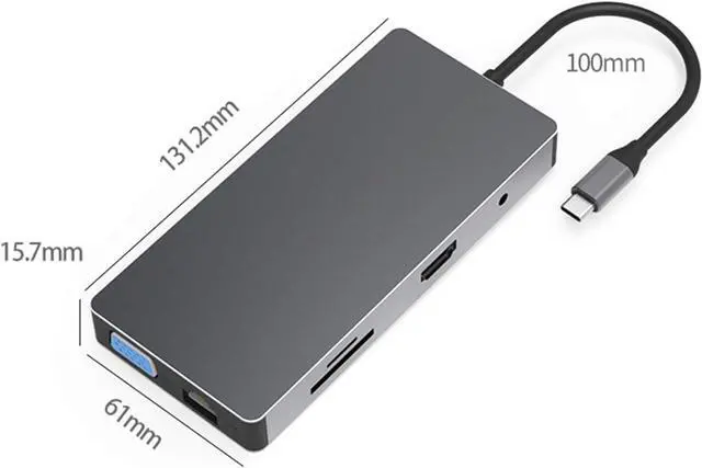 Alt view image 3 of 7 - USB C HUB Type C to Docking Station,USB 3.0 Double HDMI Adapter High Speed Splitter,for MacBook PC Laptop Accessorie