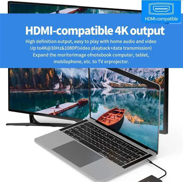 Alt view image 4 of 7 - USB C HUB Type C to Docking Station,USB 3.0 Double HDMI Adapter High Speed Splitter,for MacBook PC Laptop Accessorie