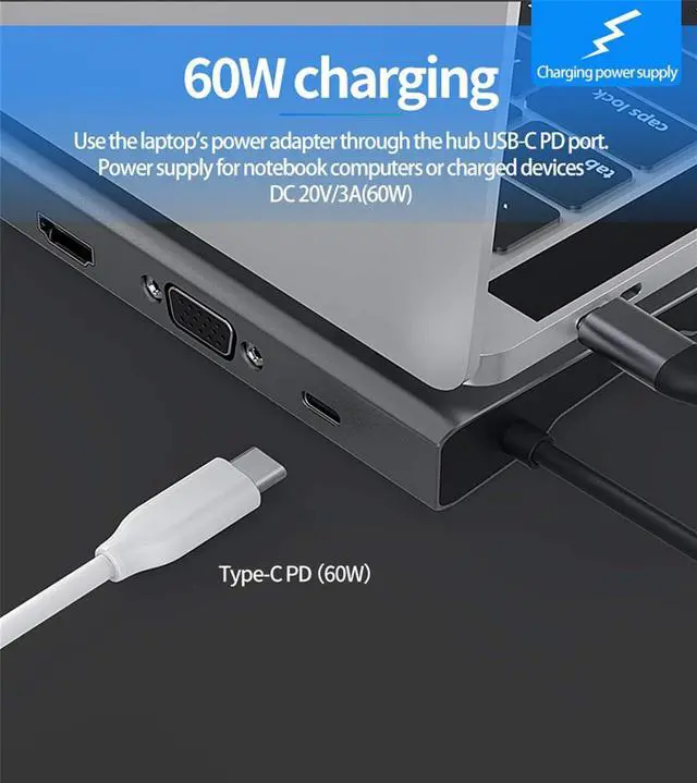Alt view image 7 of 7 - Laptop Docking Stations,Cooling Base,Type-C Expansion Dock,Dual Hdmi Network Card PD 11 in One,USB Hub Splitter