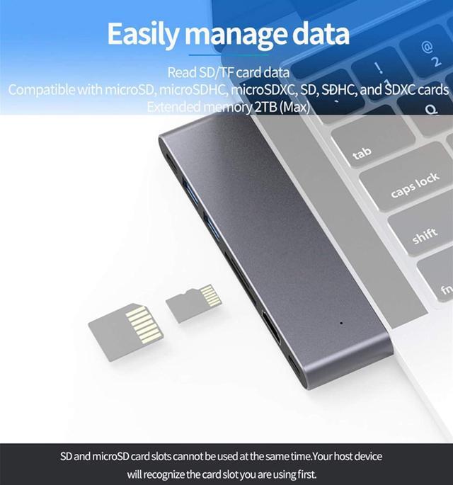 Alt view image 7 of 7 - Dual-Type C Hub to HDMI,4K USB3.0 Splitter Port,Laptop Docking Station,7 in 1 USB C Adapter,for MacBook Pro2016/Air18/17/18